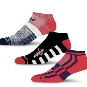 For Bare Feet NHL Washington Capitals Stripe Stack 3-Pack Ankle Socks. Large